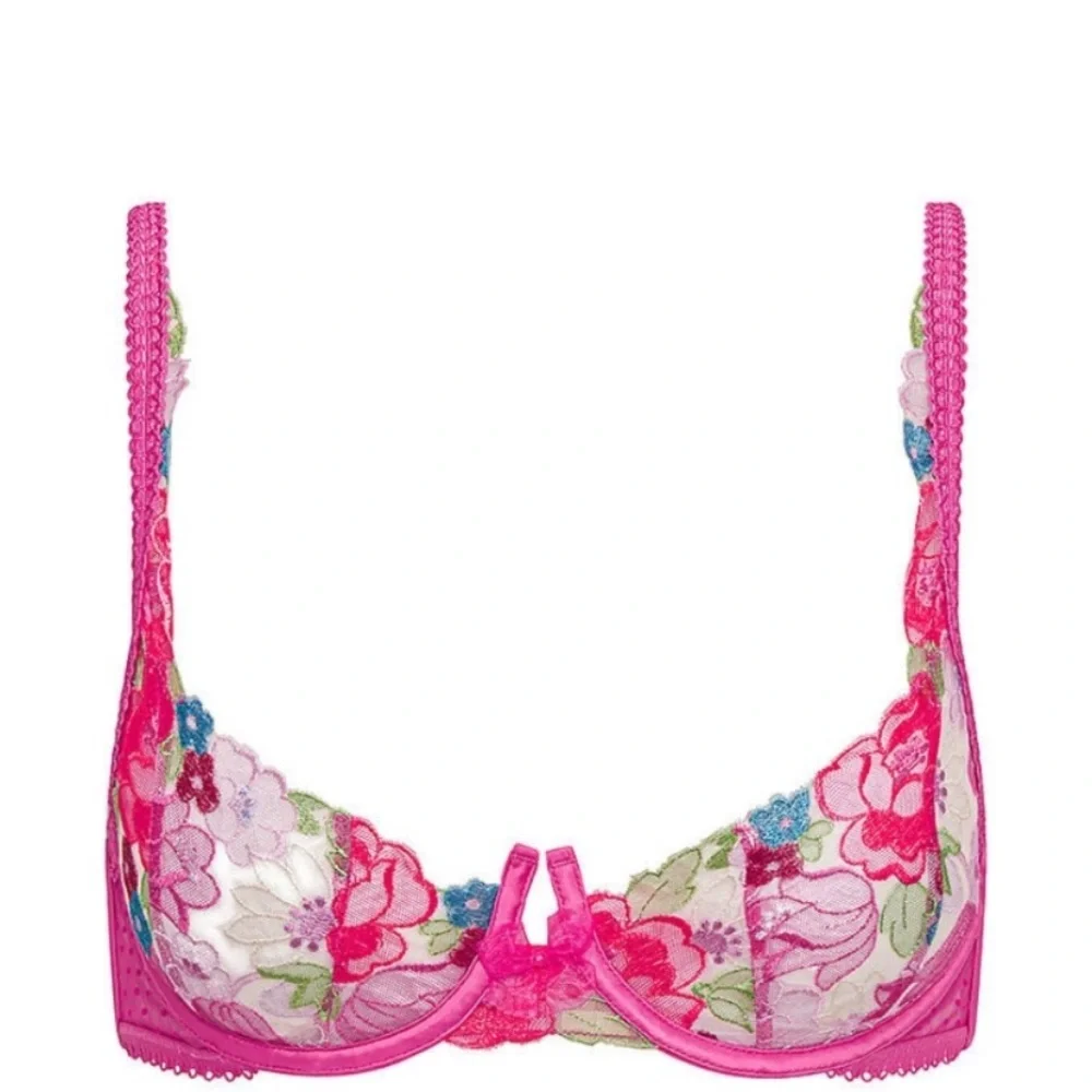 New! For Love and Lemons Luella flocked dot floral bra pink 3824 - Picture 10 of 11